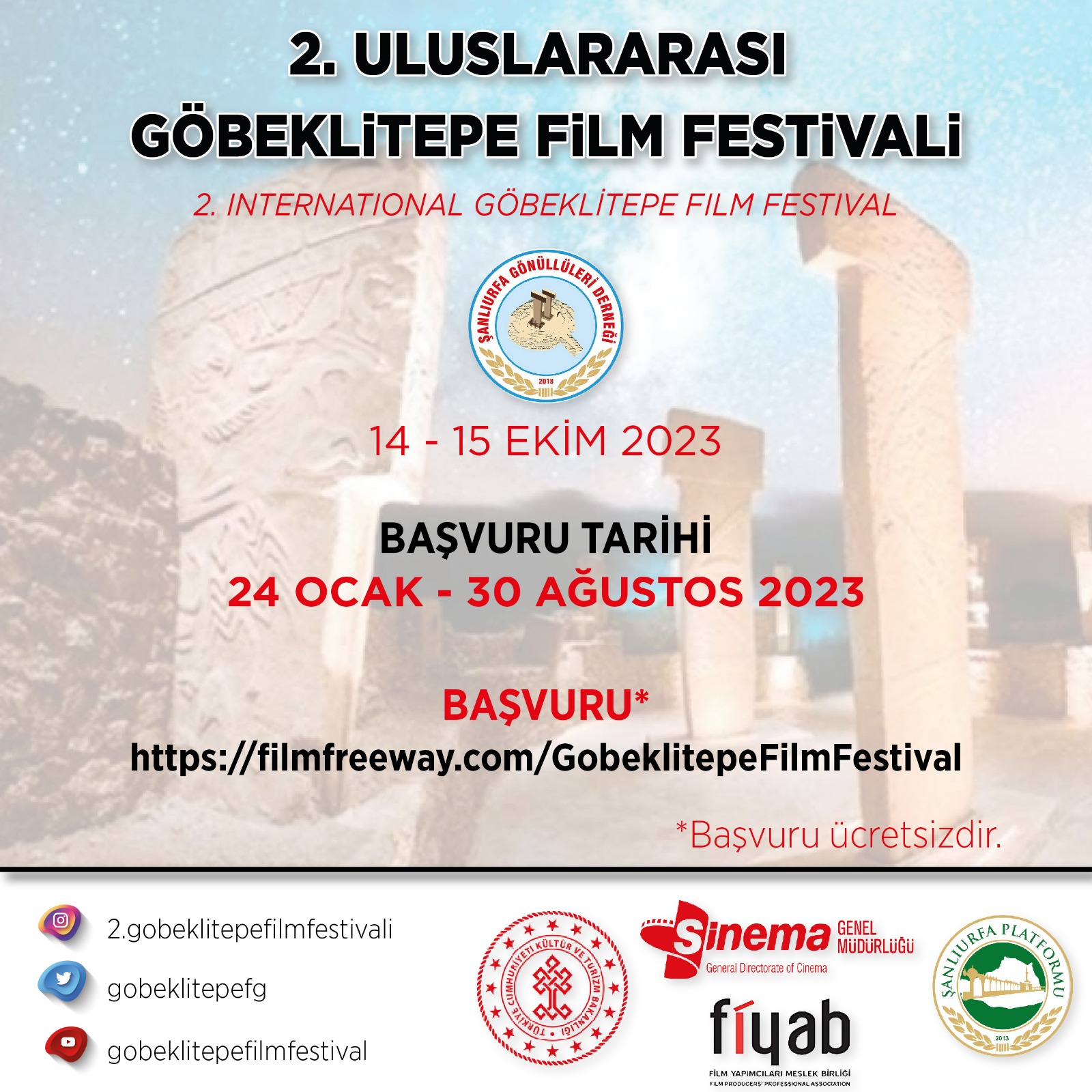 2.ULUSLARARASI GÖBEKLİTEPE FİLM FESTİVALİ İÇİN MÜRACAATLAR BAŞLADI