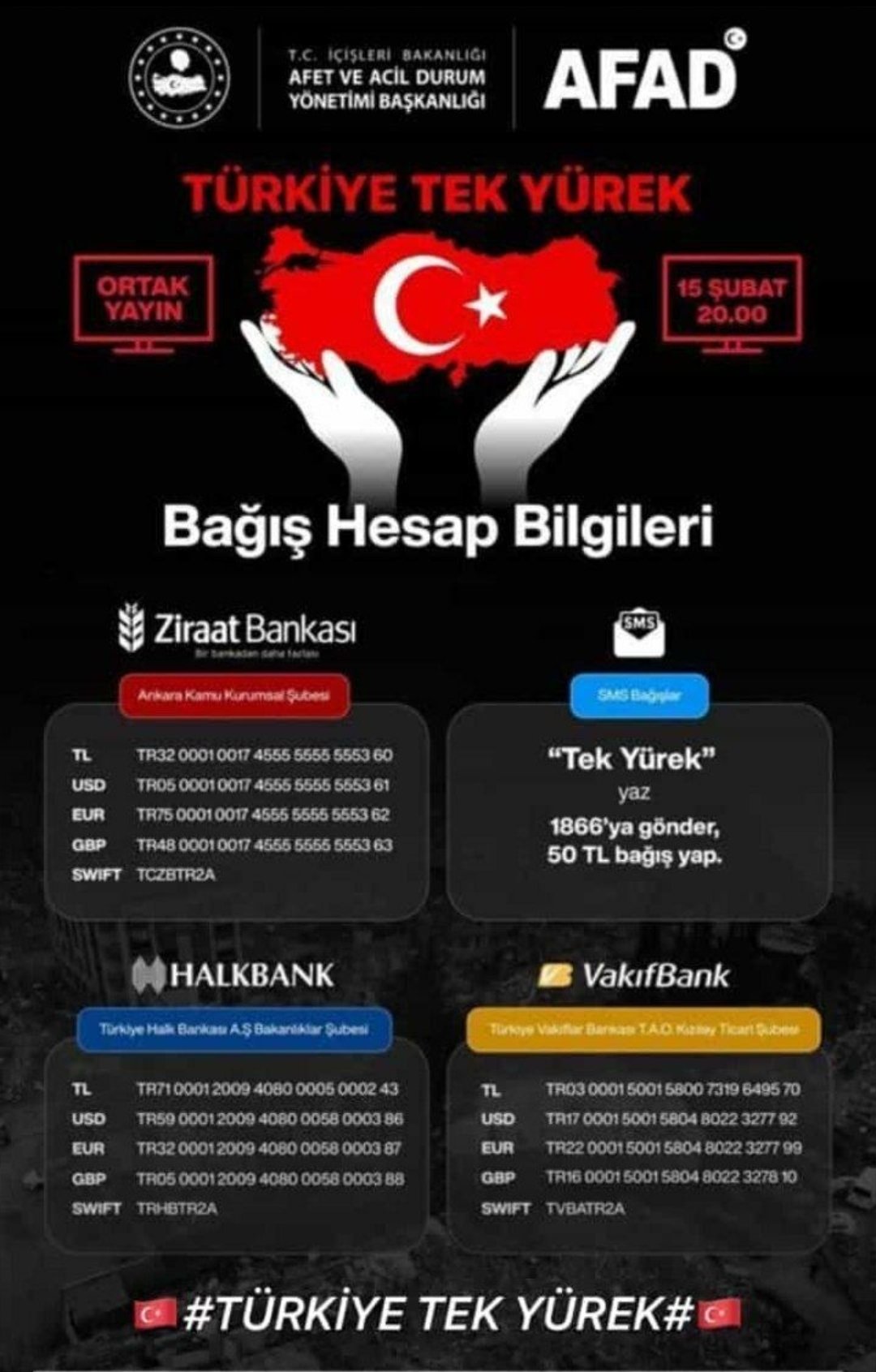 Deprem Bağış Hesapları