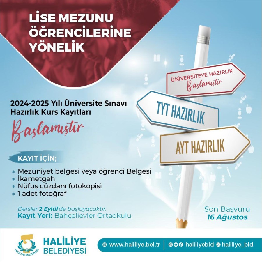 HALİLİYE’DE ÜNİVERSİTEYE HAZIRLIK YAZ KURSU KAYITLARI BAŞLADI