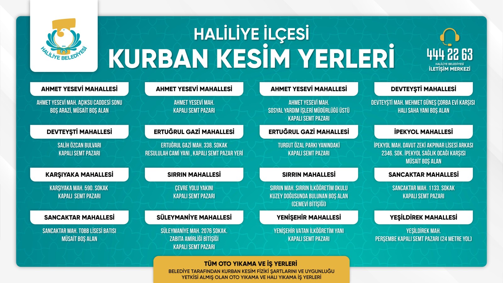 HALİLİYE’DE KURBAN SATIŞ VE KESİM YERLERİ BELİRLENDİ